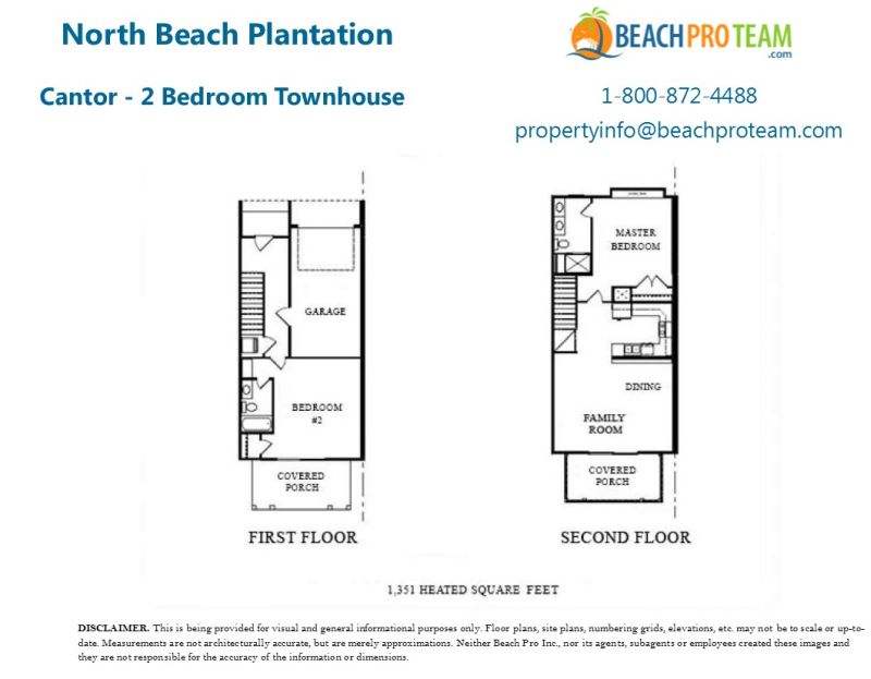 North Beach Plantation Villas Cantor Floor Plan - 2 Bedroom Townhouse
